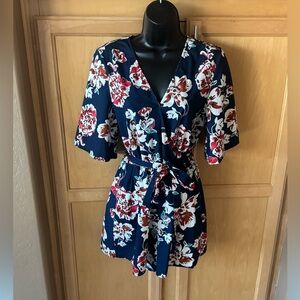 Floral Wrap Romper with Belt